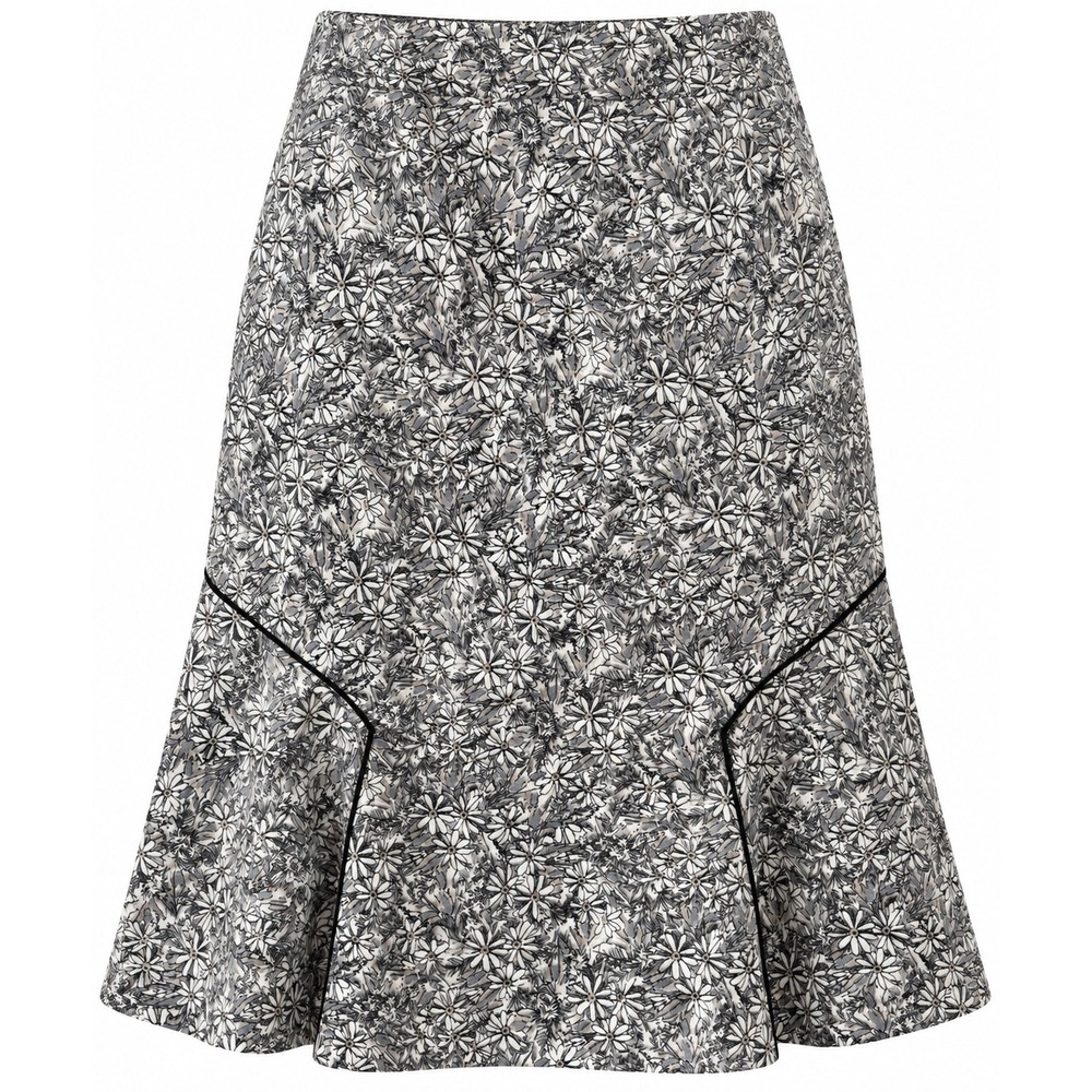 Maeve Anthropologie Floral A-Line Skirt Size 12 Black White Piping